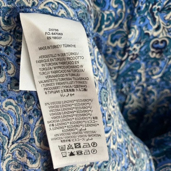 NWT Boden pleated Peplum Blue Print Long Sleeve Mini Dress Size 16-18 - Picture 5 of 11